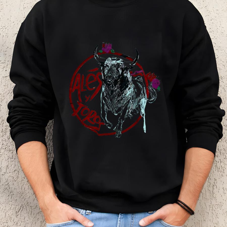 Vintage 90s Ales Y Toros T-shirt Size L Bullfighting Art Tee Spain Spanish Matador Bull Pocket Tee Double Sided Graphic Animal Illustration Sweatshirt