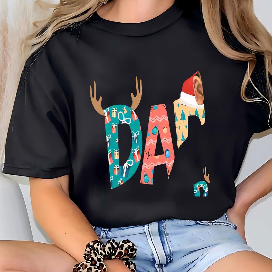Reindeer Family Christmas Shirt, Christmas Gifts For Family, Christmas Mama Dada Baby Shirt, Xmas Family Tees, Custom Christmas Name Shirt T-shirt