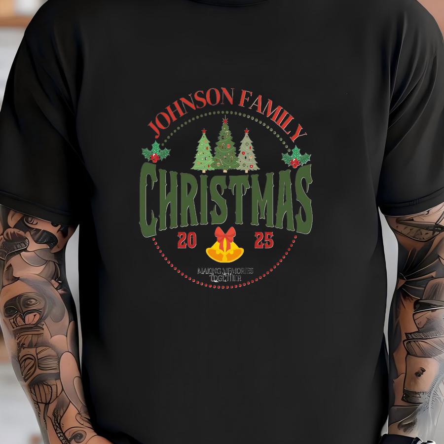 Family Christmas Shirts, Custom Matching Christmas Tees, Personalized Family Name Christmas Shirts, Holiday Group Outfits, Xmas Crew Hoodie T-shirt
