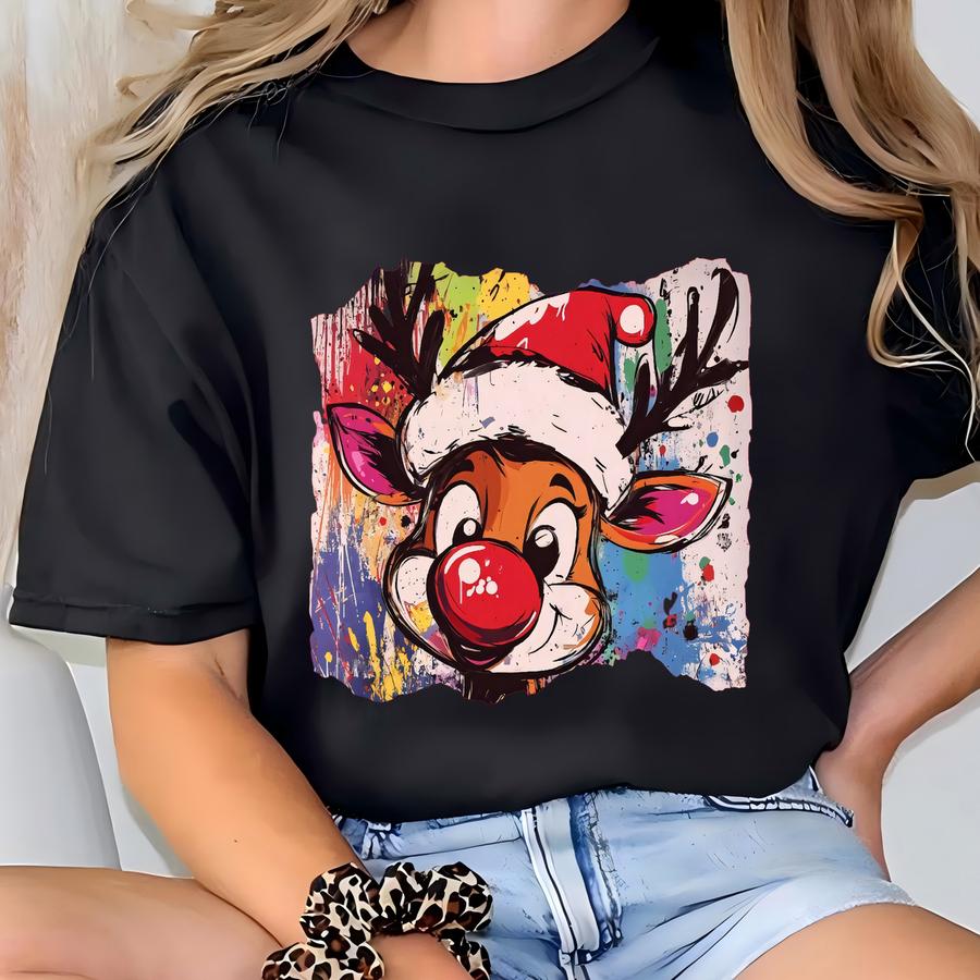 Reindeer Christmas Shirt, Kids Christmas Lights Shirt, Peeping Reindeer Shirt, Merry Christmas Shirt, Christmas Family Shirt, Xmas Shirts T-shirt