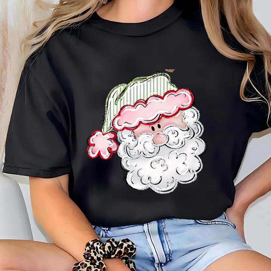 ® Red And Pink Santa Shirt, Christmas Santa Hoodie, Gift For Christmas, Retro Christmas Tee, Christmas Shirt For Women, Xmas T-shirt