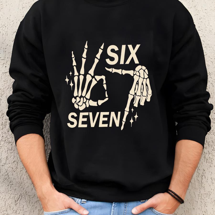 Six Seven Skeleton Hands Tee - Halloween Couple Shirt Sweatshirt