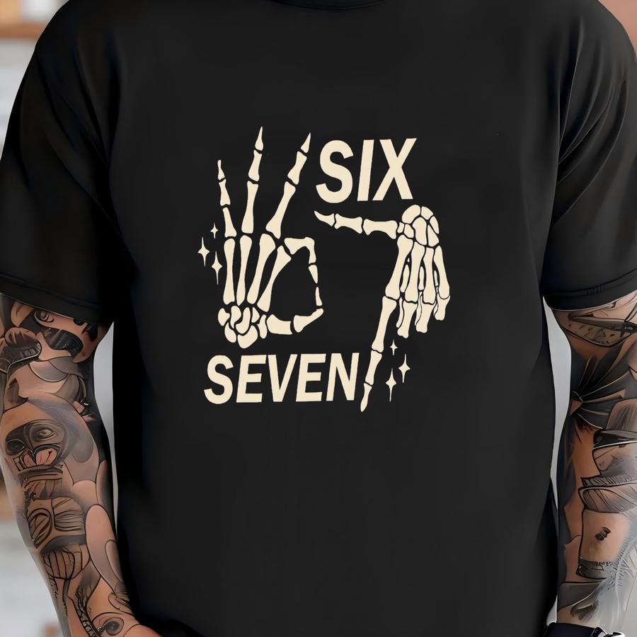 Six Seven Skeleton Hands Tee - Halloween Couple Shirt T-shirt