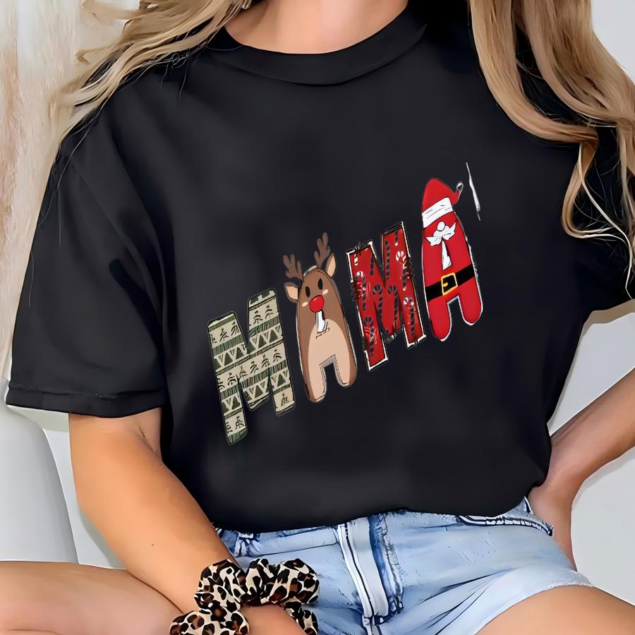 Family Christmas Sweatshirt, Matching Family Xmas, Family Pj Sweatshirts, Matching Christmas Shirts, Reindeer Letters Christmas Hoodie T-shirt