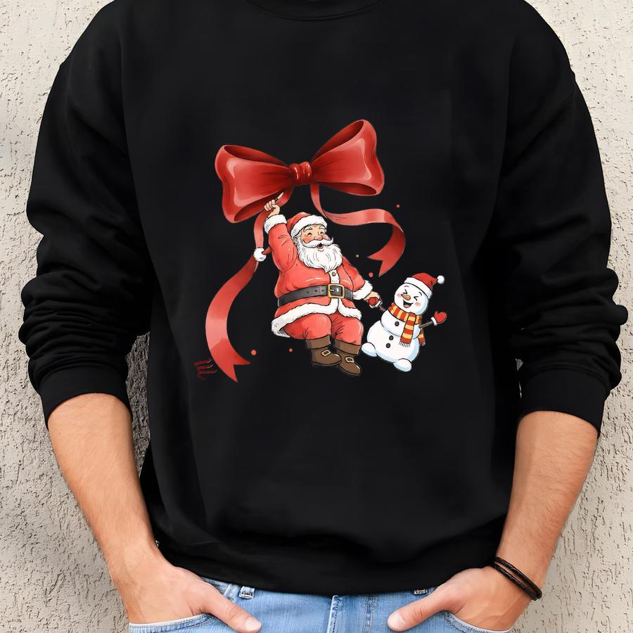 Merry And Bright Santa Sweatshirt, Christmas Tee, Holiday Snowman Crewneck, Festive Retro Xmas Gift, Retro Christmas Shirt, Santa Claus Sweatshirt