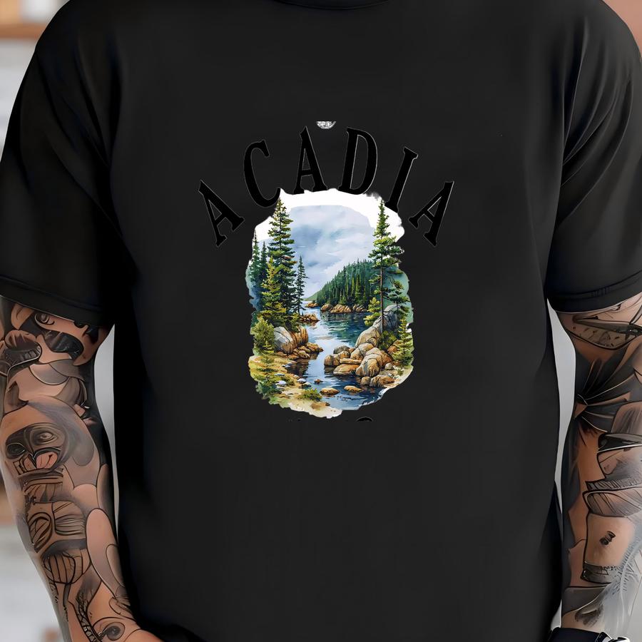 Acadia National Park Hoodie, Vintage Maine Line Shirt, Forest Nature Lover Gift, Hiking Top, Acadia Sweater, Maine Tee, Unisex T-shirt