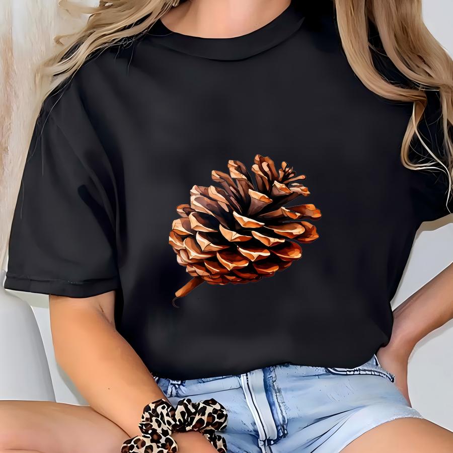 Custon My Favorite Season Pinecone Design, Fall Coffee Cup, Autumn Tea Mug, Custom Gift For Nature Lover, Custom Christmas Gift Flower Lover T-shirt