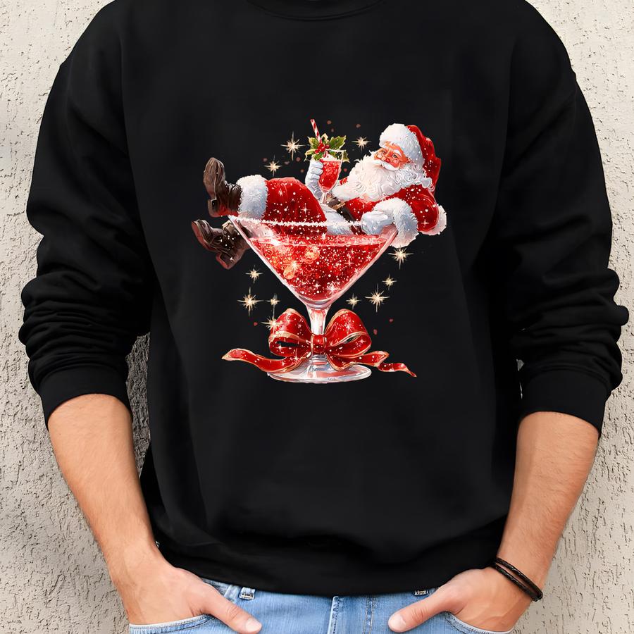 Santa's Hot Mess Sweatshirt, Christmas Martini Sweatshirt,funny Santa Claus Holiday Sweatshirt,christmas Martini Sweat,christmas Drink Sweat Sweatshirt