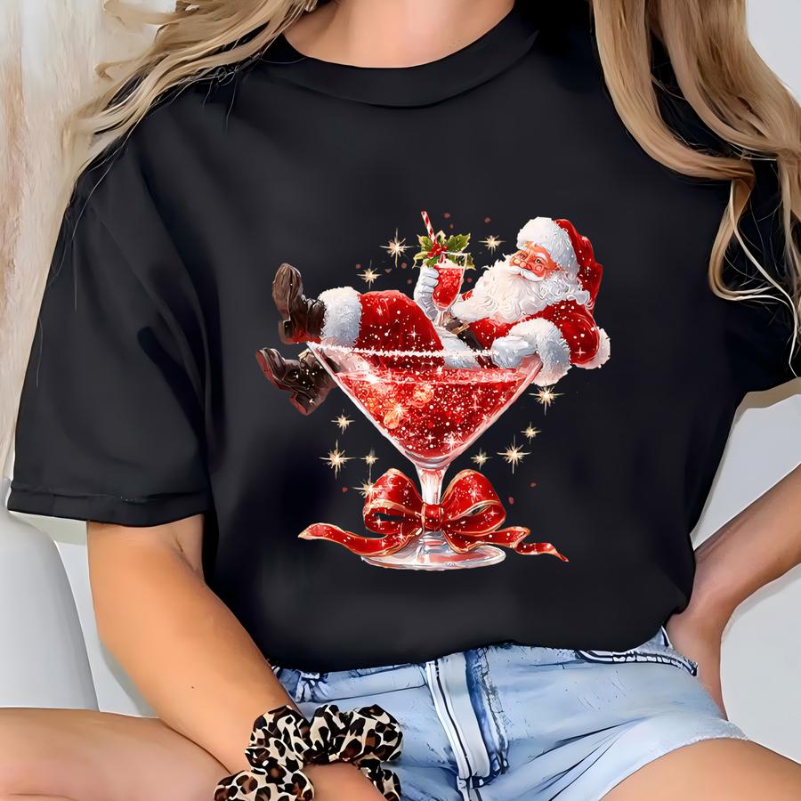 Santa's Hot Mess Sweatshirt, Christmas Martini Sweatshirt,funny Santa Claus Holiday Sweatshirt,christmas Martini Sweat,christmas Drink Sweat T-shirt