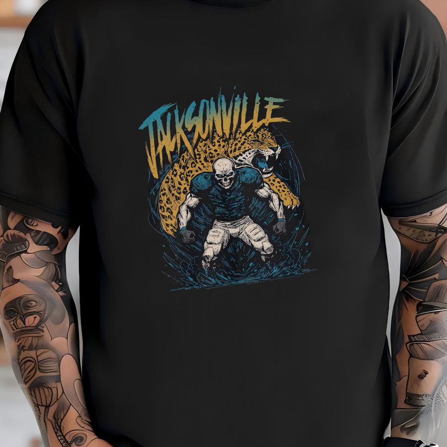 Jacksonville Football Skeleton Graphic Sweatshirt Ver.2 - Vintage Jaguars Crewneck Sweatshirt T-shirt