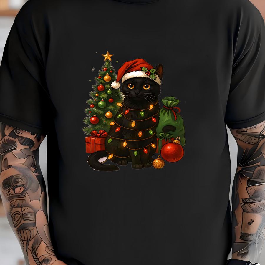 ® Cute Cat Christmas Shirt, Funny Christmas Cat Tee, Cat Mom Christmas Gift, Women's Holiday Shirt, Cat Lover Gift T-shirt