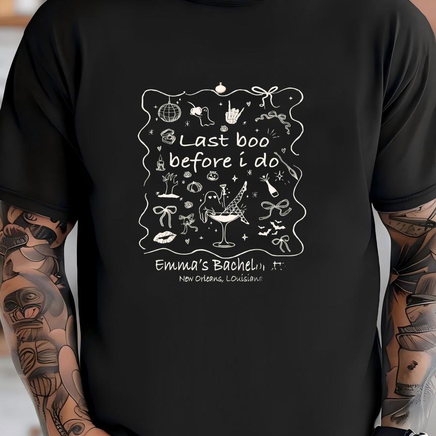 Last Boo Before I Do Shirt, Funny Halloween Bachelorette Shirt, Spooky Fall Bridal Party Tee, Bachelorette Party Shirt T-shirt