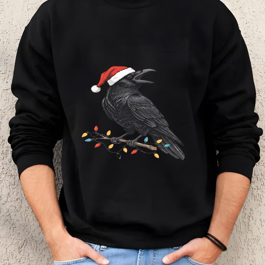 Inappropriate Xmas Gift Tee | Goth Christmas Sweatshirt | F Caw F Funny Crow Shirt | Raven Holiday Hoodie | Funny Xmas Fbomb Sweatshirt