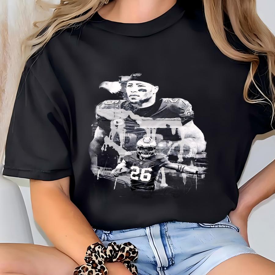 Retro Saquon Barkley Bleached Art Hoodie, Philadelphia Football Hoodie, Oversized Sweatshirt, Unisex Shirt, Gift For Him Gift For Her. T-shirt