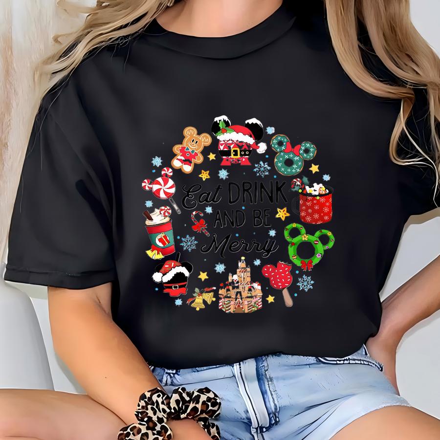 Snacks Christmas Tee, Eat Drink And Be Merry Xmas Shirt, Wdw Land Xmas Trip Hoodie, Land Xmas Family Vacation Gift T-shirt