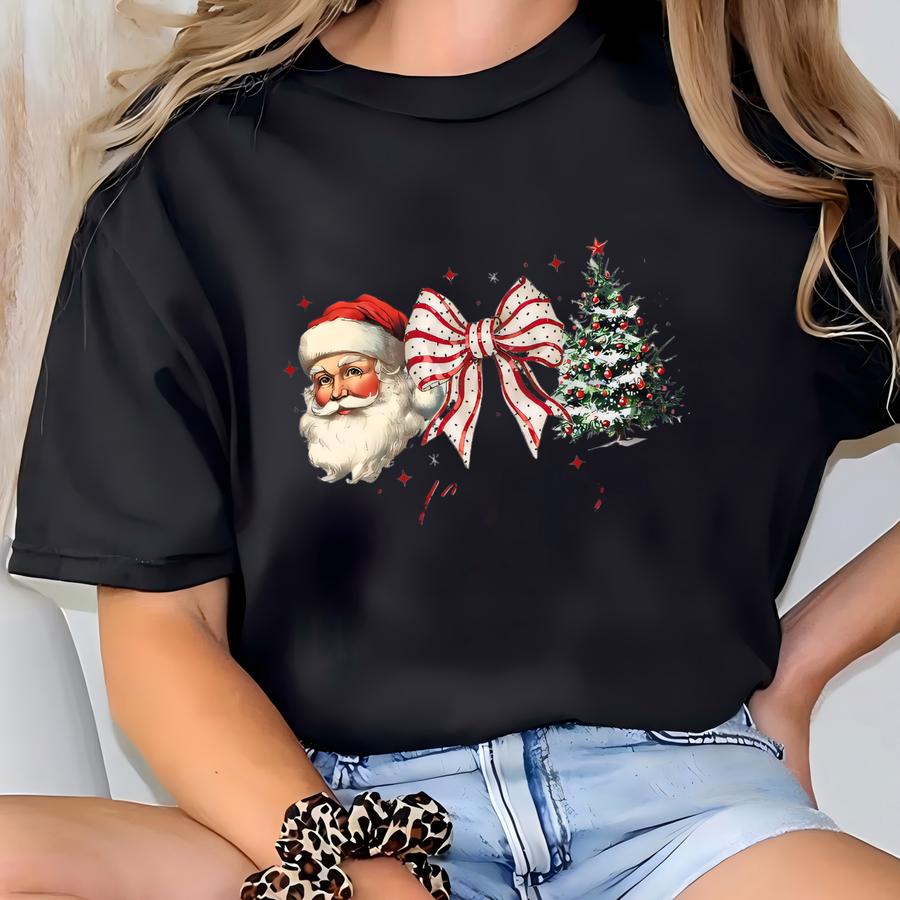 Personalized Christmas Tumbler, Santa Tree Holiday Cup, Tis The Season Drinkware, Custom Name Winter Gift, Holiday Party Favor T-shirt