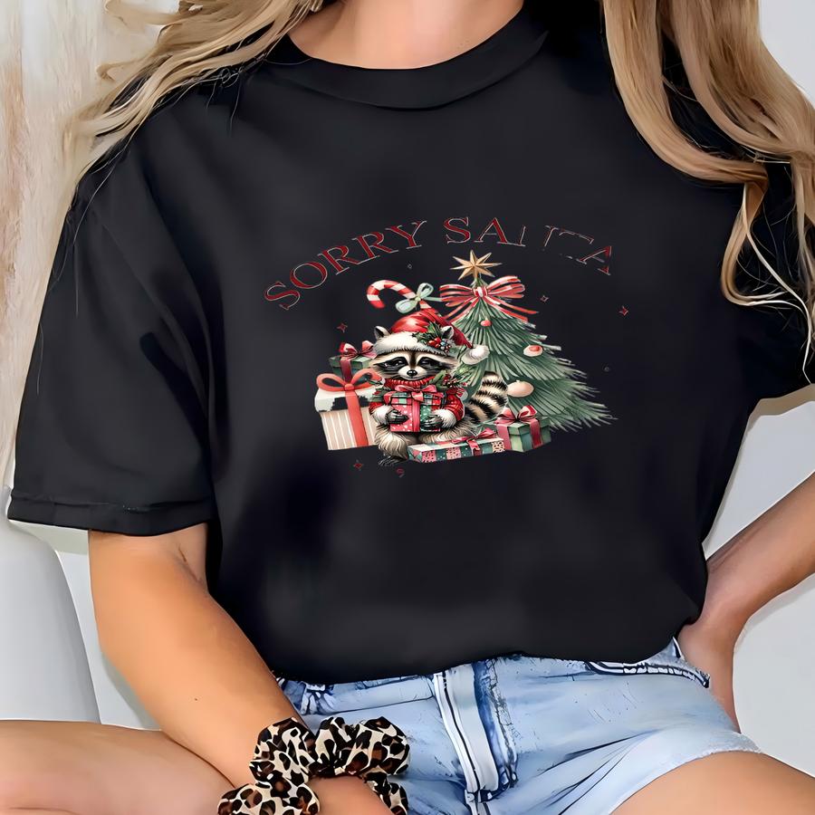 Sorry Santa I've Been Tumbler, Funny Christmas Raccoon Cup, Personalized Holiday Drinkware, Christmas Gift For Her, Winter Season Cup T-shirt