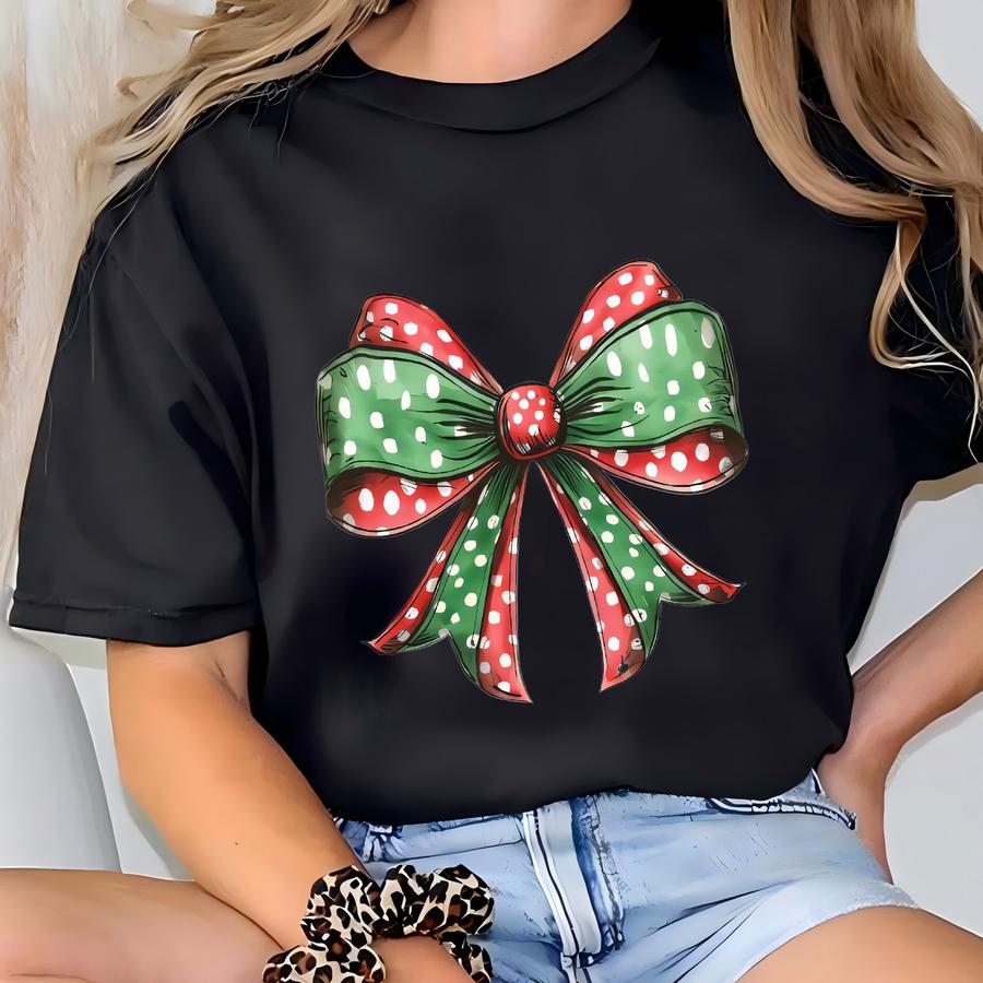 Personalized Christmas Bow Tumbler, Custom Name Holiday Cup, Winter Gift Idea, Festive Drinkware, Christmas Present For Her T-shirt