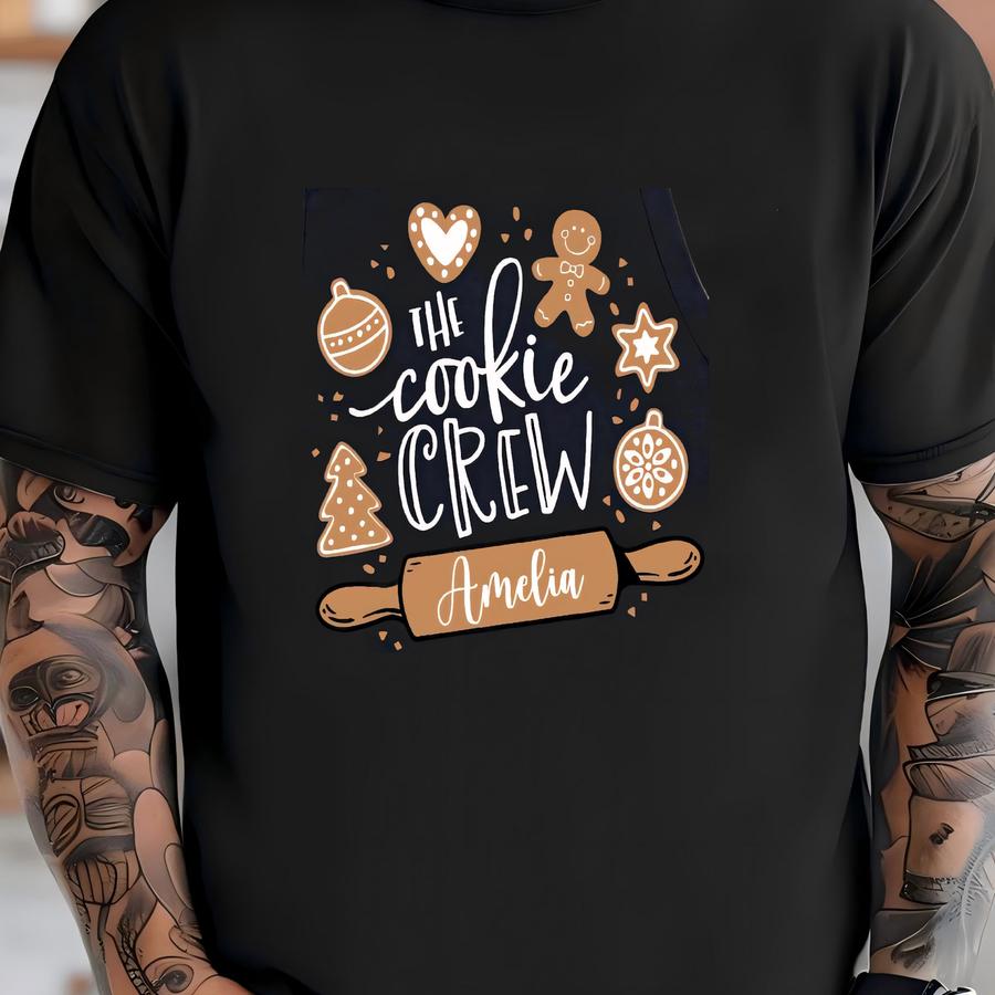 Custom Christmas Cookie Crew Apron: Personalized Name Kitchen Apron T-shirt