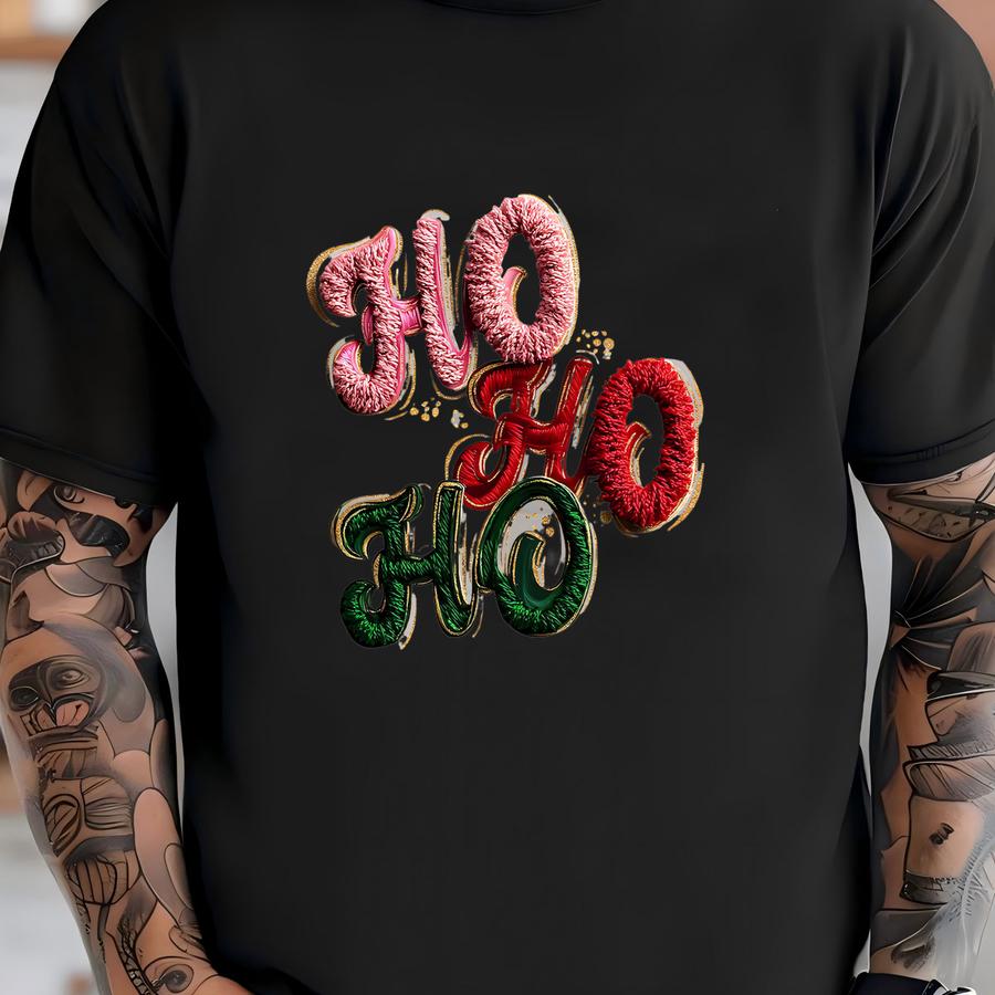 Ho Ho Dtf Transfer: Christmas Text Holiday Shirt Decal T-shirt