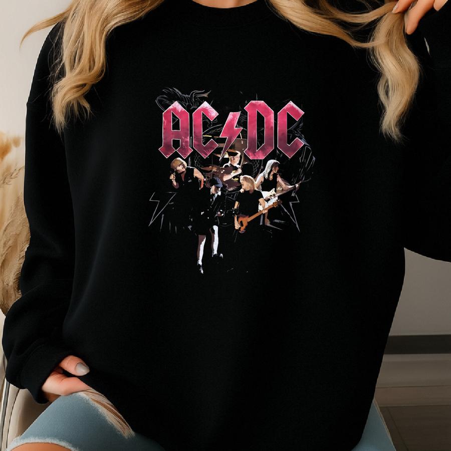 Vintage Y2k Ac/dc Black Ice Grunge Rock Music Band Shirt Sweatshirt