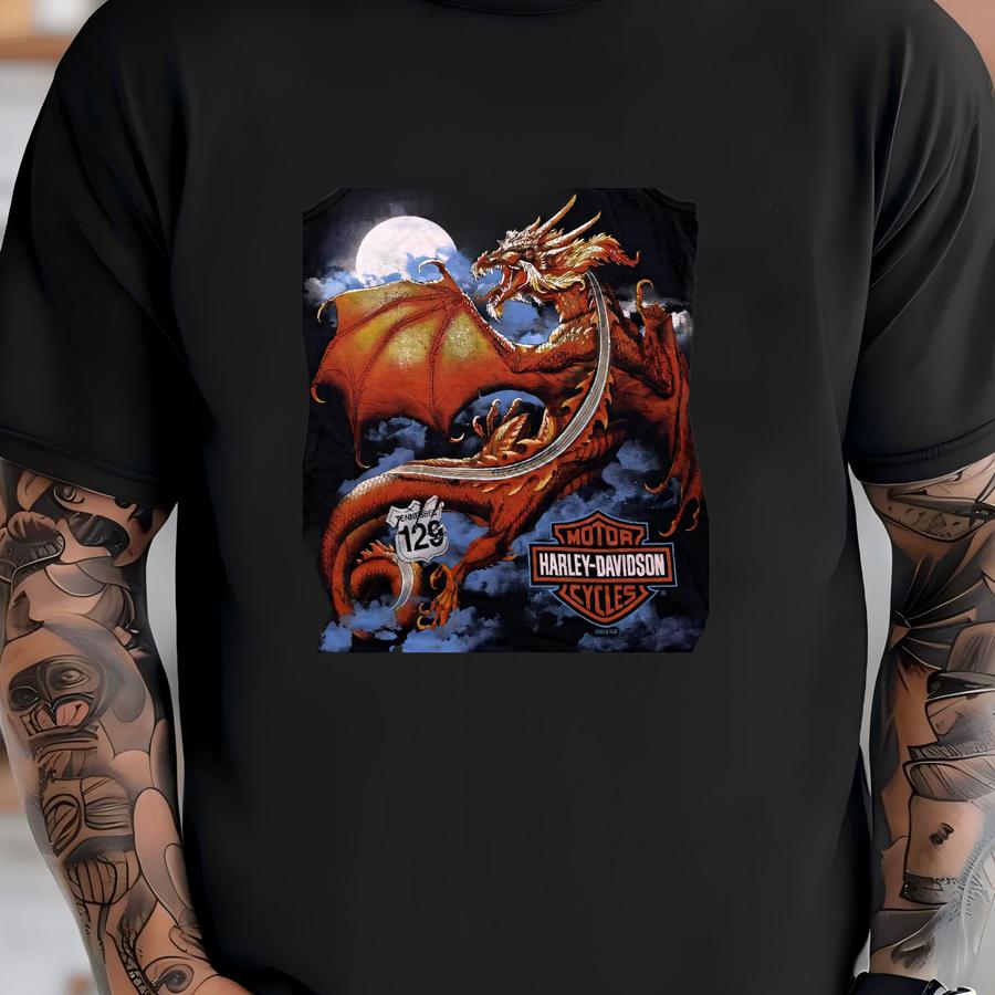 Vintage Y2k Dragon Double-sided Smoky Mountain Glitter Tank Top T-shirt