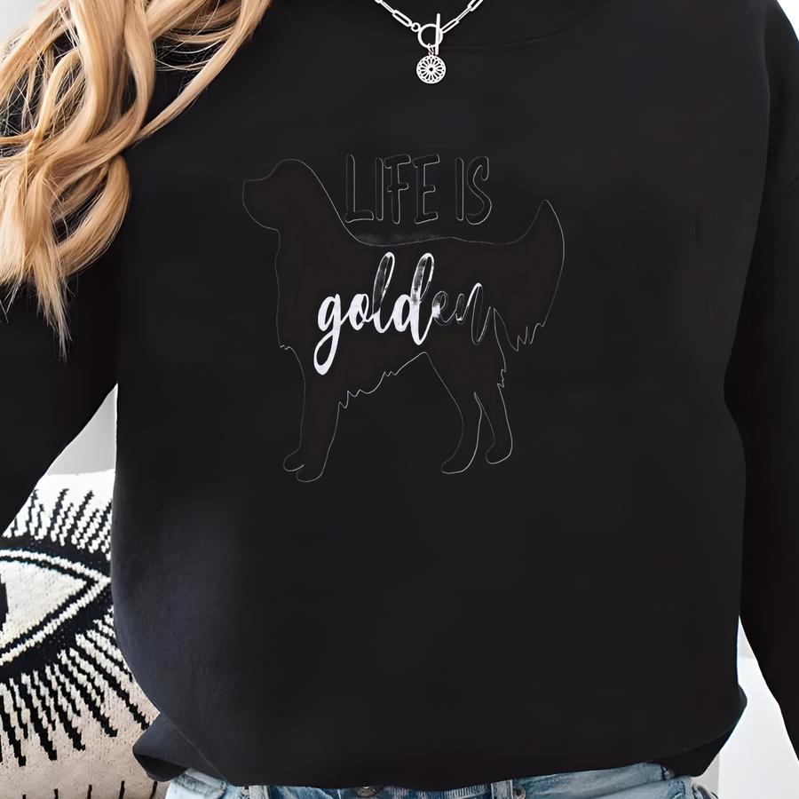 Life Is Golden Sweater, Golden Retriever Crewneck For Women, Golden Retriever Sweatshirt, Golden Retriever Mom, Golden Mom Gift Sweatshirt Sweatshirt