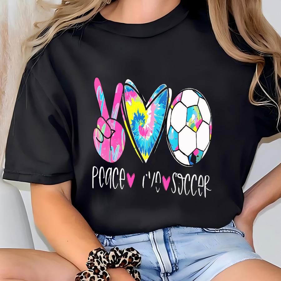 Peace Love Soccer Tie-dye Hoodie - Girls Sports Apparel T-shirt