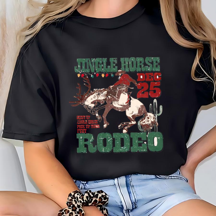 Jingle Horse Sweatshirt, Western Christmas Sweater, Western Christmas Family Hoodie T-shirt