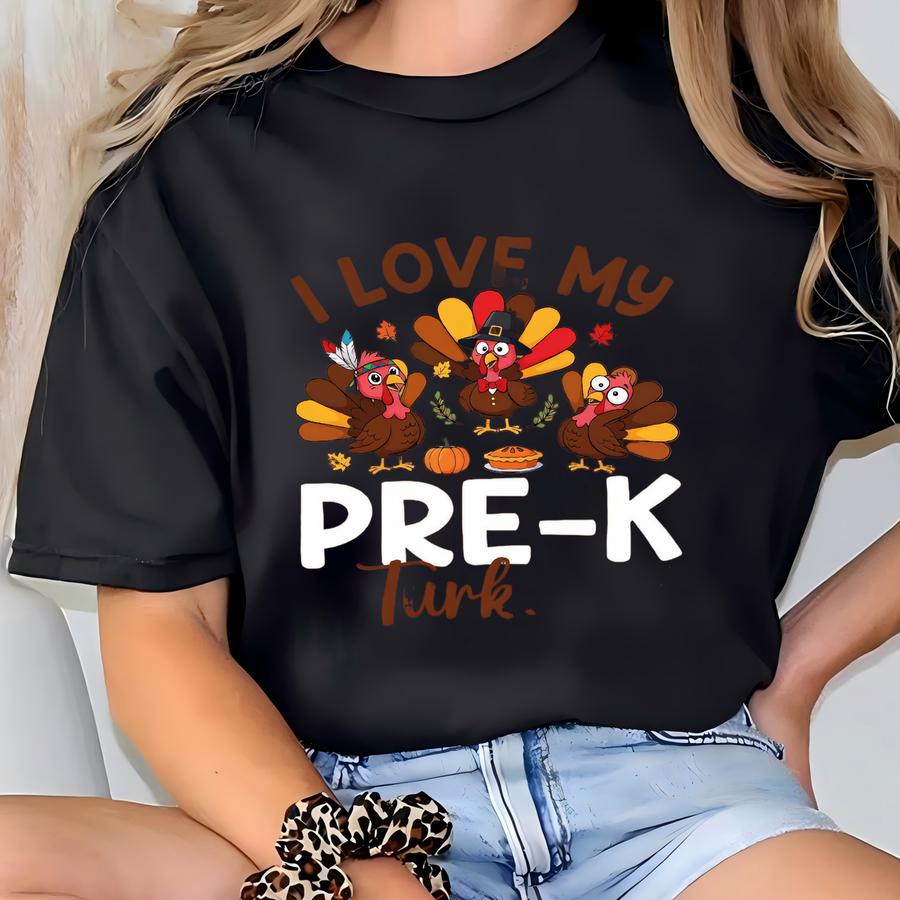 Pre-k Teacher Thanksgiving Shirt, Fall Preschool Teacher Tshirt, Thanksgiving Turkey Tee T-shirt