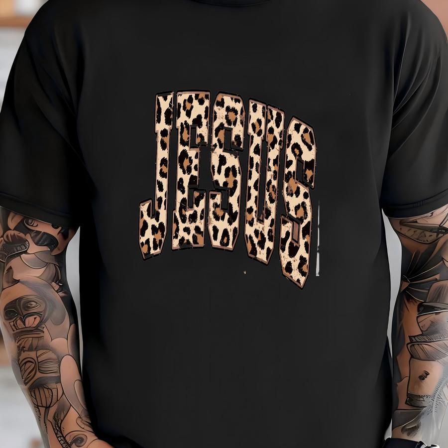 Christian Jesus Shirt, Cheetah Print Bible Verse Tshirt, Women Faith Apparel Gift, Jesus Loves You, The Way The Truth The Life T-shirt