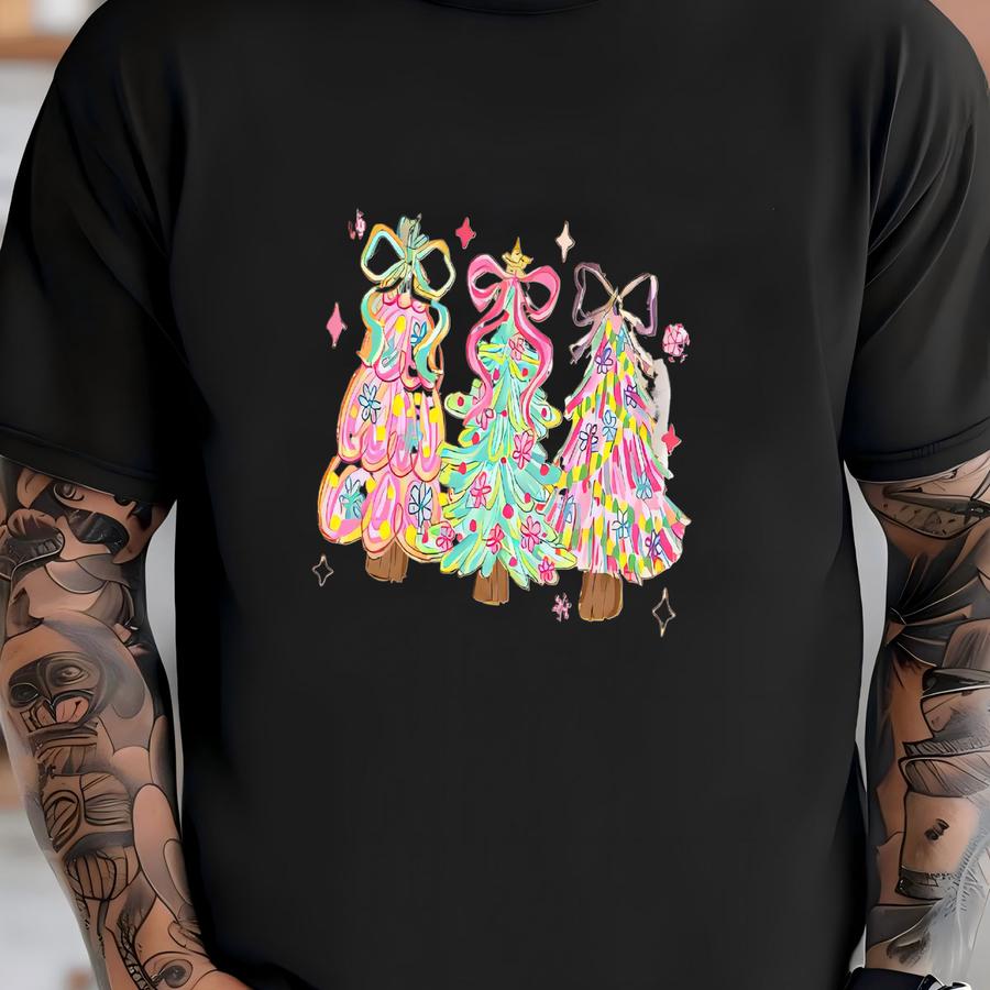 Christmas Tree Bow Sweatshirt, Christmas Sweatshirt For Women, Christmas Tree Sweater, Christmas Coquette Christmas Sweatshirt, Cute Sweater T-shirt