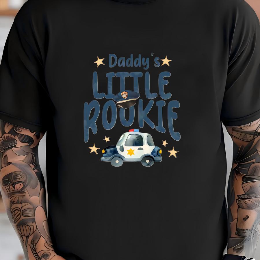 Daddy's Little Rookie Police Baby ® - Police Car Baby Clothes - Son Of Police Officer - Boho Natural Baby Bodysuit T-shirt