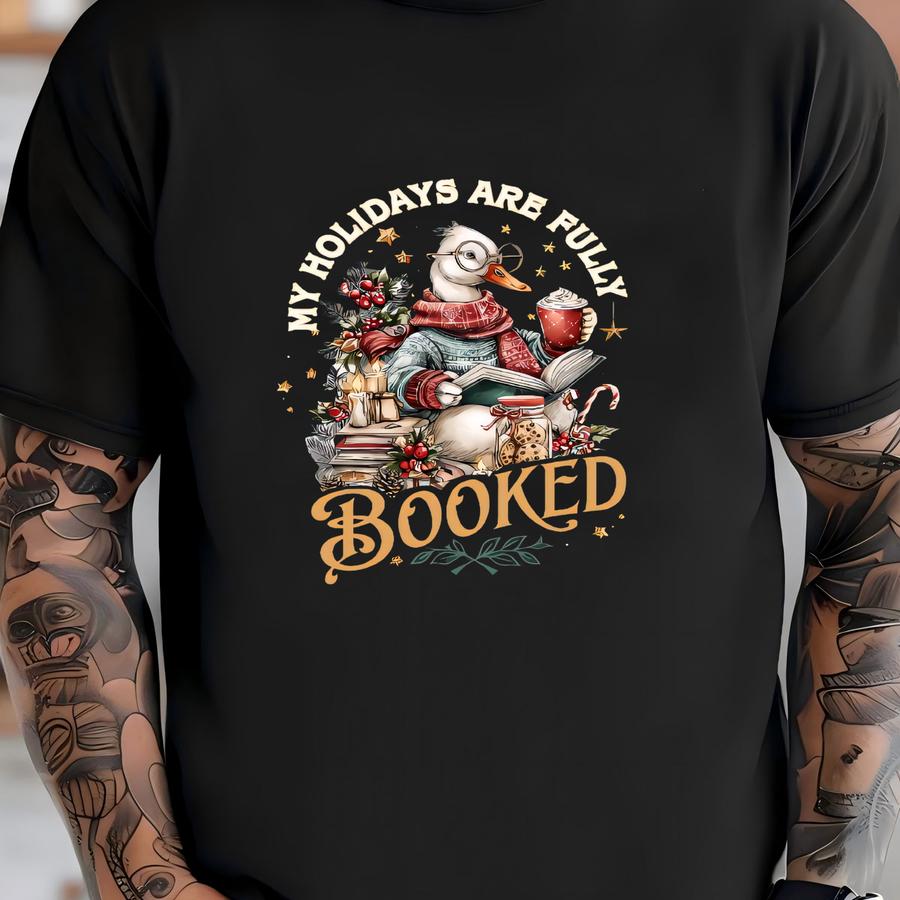 Christmas Reading Goose Long Sve Shirt: My Holidays Are Fully Booked, Christmas Books T-shirt