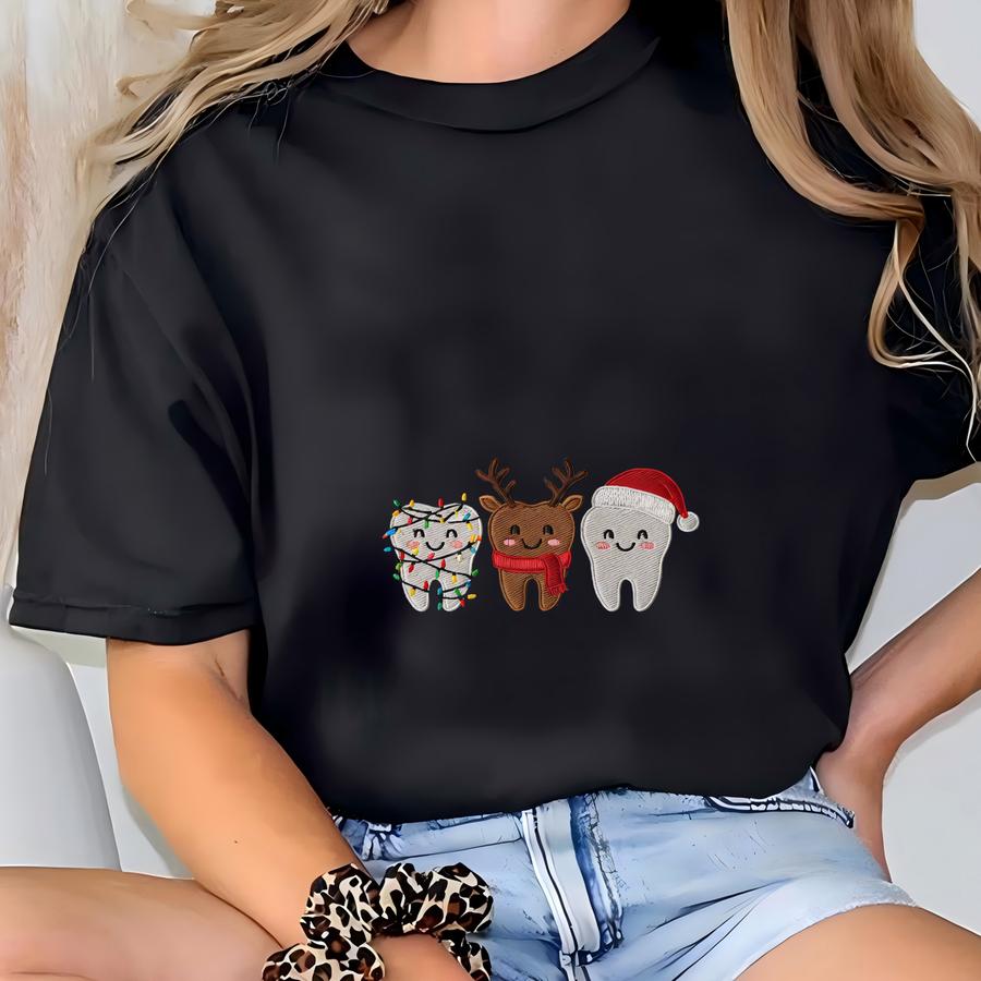 Christmas Dentist Sweatshirt, Funny Dental Assistant Gift, Reindeer Tooth Holiday Crewneck, Dental Hygienist T-shirt