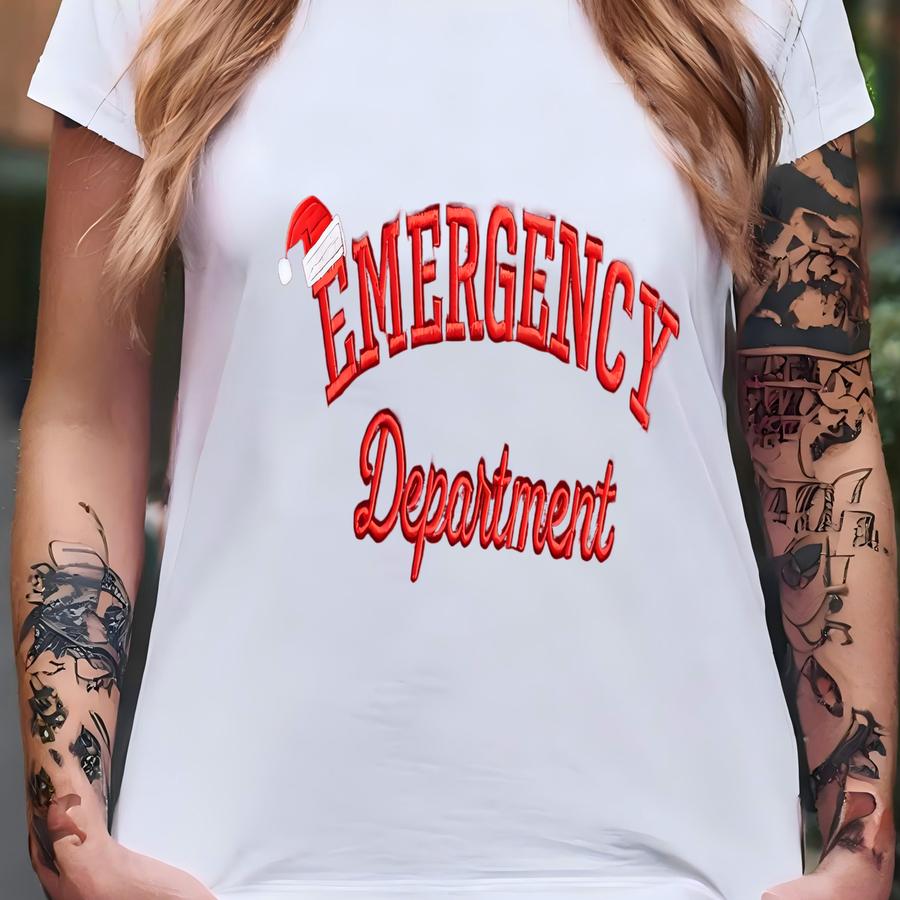 Santa Emergency Department Tone-on-tone Shirt, Er Nurse Sweatshirt, Registered Nurse Christmas Gift T-shirt