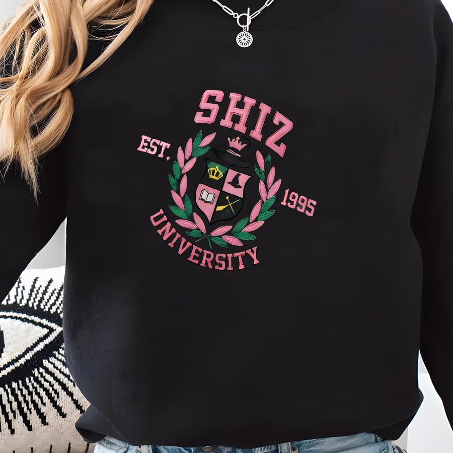 Shiz University Crest Sweatshirt, College Style Crewneck, Wizard Academy Est 1995 Shirt, Fictional School Sweater Sweatshirt