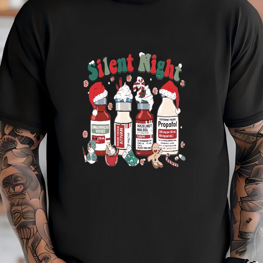 Silent Night Christmas Sweatshirt, Christmas Nurse Hoodie, Medical Christmas Hoodie, Icu Nurse Christmas Tee, Nurse Holiday Shirt T-shirt