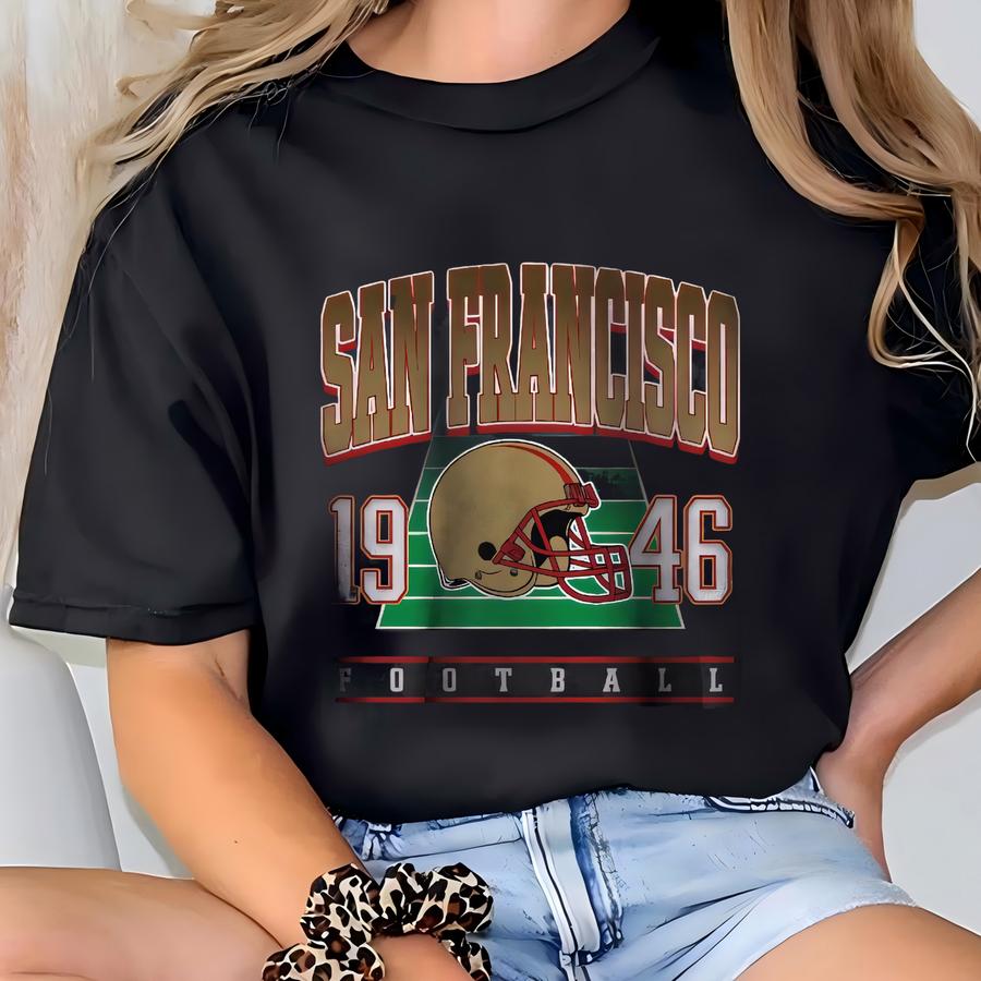 San Francisco Football Sweatshirt, Shirt Retro Style 90s Vintage Unisex Crewneck, Sun Day Football, Graphic Tee Gift For Football Fan Sport T-shirt