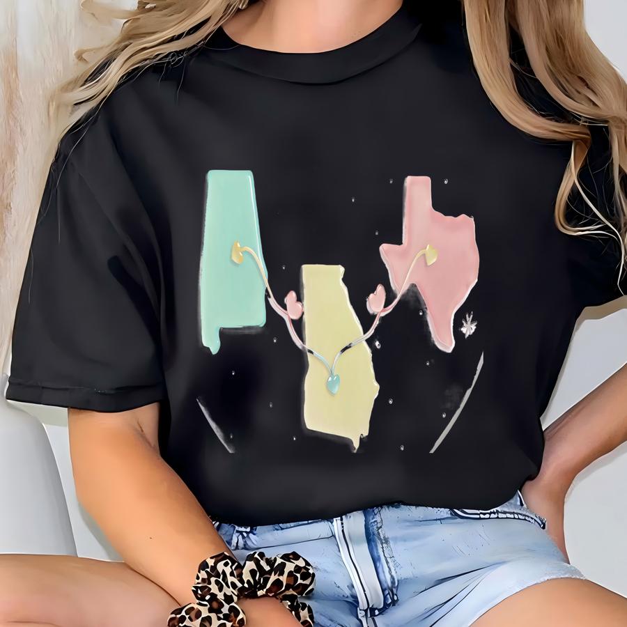 Sea Glass Family Love Knows No Distance Ceramic Ornament, Custom State To State 2d Flat Ornament, Family Christmas, Long Distance Love Gifts T-shirt