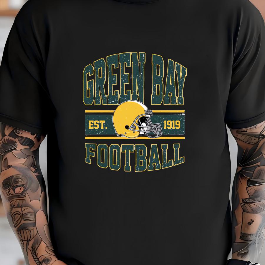 Vintage Green Bay 1919 Football Unisex Sweatshirt, Green Bay Team, Green Bay Long Sve, Mascot Game Day Tee, Gift For Her T-shirt
