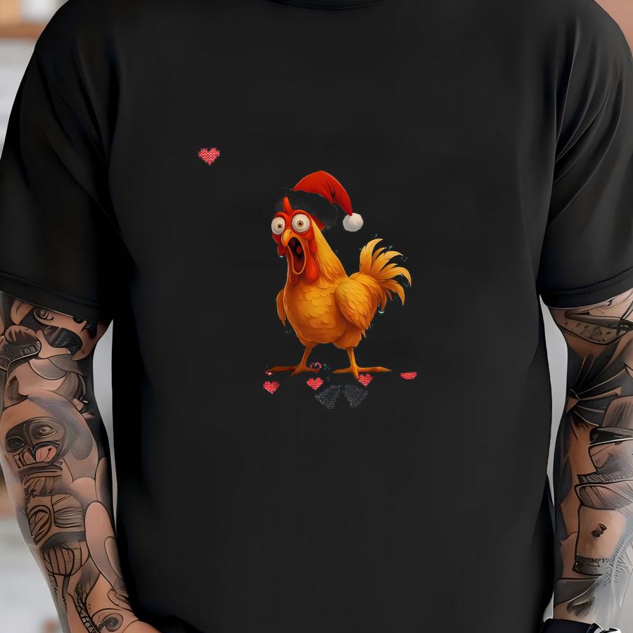 F-caw-f Ugly Christmas Graphic Shirt, Crazy Chicken Holiday Tshirt, Funny Xmas Party Shirt For Men Women, Christmas Gift T-shirt