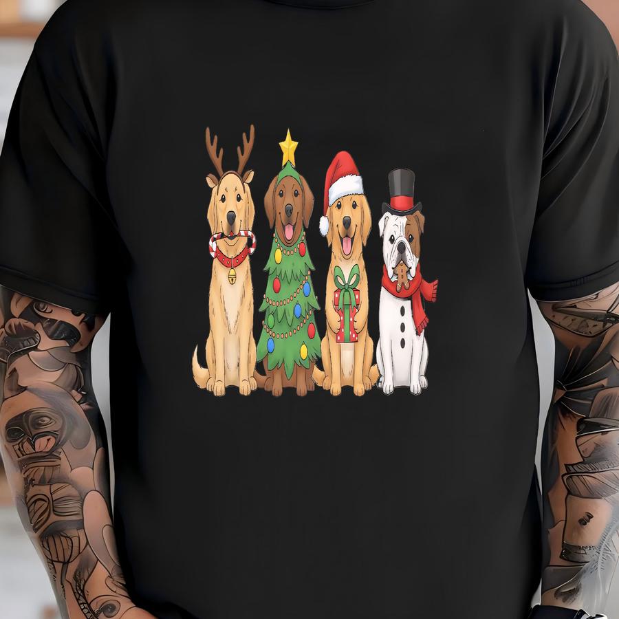 Christmas Dogs Sweatshirt, Cute Dog Lover Xmas Shirt, Holiday Hoodie With Christmas Dogs, Pet Lover Christmas Gift, Dog Christmas Gift T-shirt