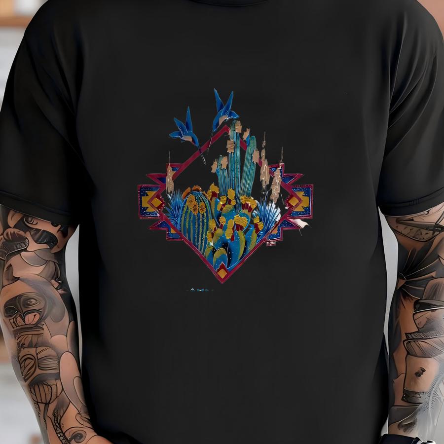 Vintage 90s Tombstone Arizona Hoodie Size 2xl Southwestern Cactus Art Tee Desert Souvenir Wild West Puffy Print Hummingbird Cowboy Graphic T-shirt