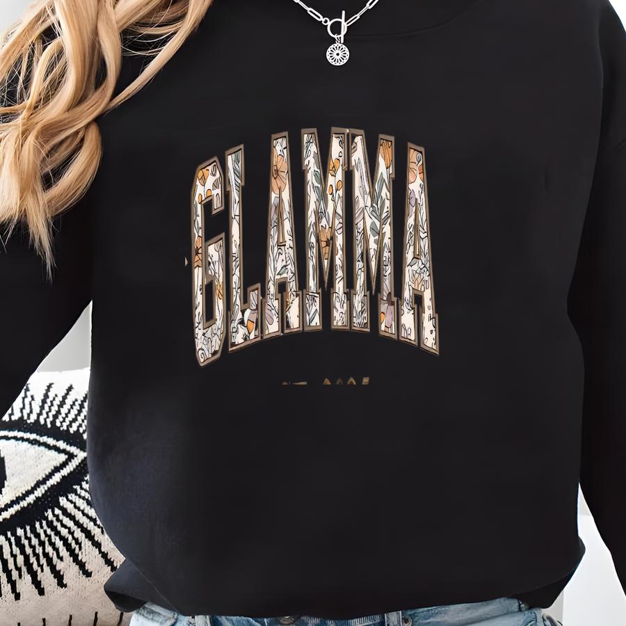 Custom Glamma Knit Sweatshirt - Floral Appliqué Glamma Knit Sweater, Grandma Gift, Glamma Gifts, Mother’s Day, Christmas 2025 Sweatshirt