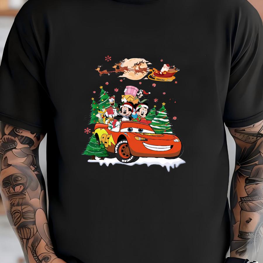 Lightning Mcqueen And Mickey Christmas Sweatshirt Disney Xmas Sweatshirt Disney First Trip Sweatshirt Christmas Family Matching Shirt Shirt
