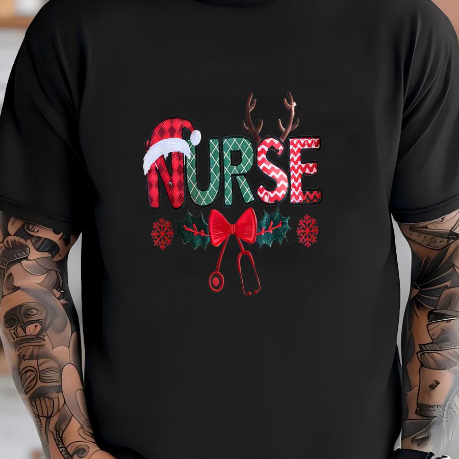 Custom Christmas Icu Nurse Sweatshirt, Festive Nurse Sweater, Merry Nurse Crewneck, Registered Nurse Holiday Shirt T-shirt