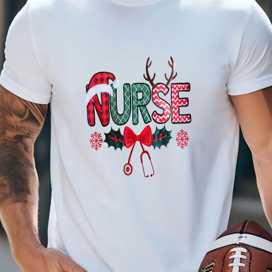 Custom Christmas Icu Nurse Sweatshirt, Festive Nurse Sweater, Merry Nurse Crewneck, Registered Nurse Holiday Shirt T-shirt