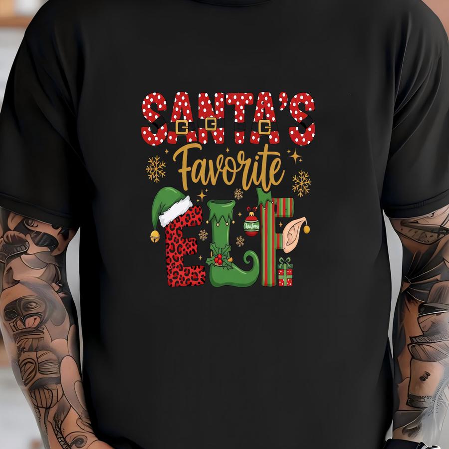 Santa's Favorite Elf Hoodies, Christmas Family Matching, Funny Christmas Shirt, Christmas Elf Shirts, Christmas Family Matching T-shirt