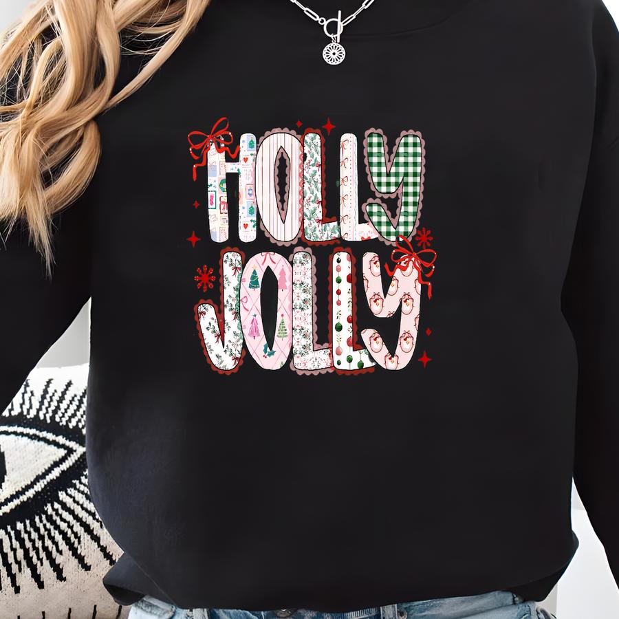 Holly Jolly Christmas Sweatshirt, Christmas Jolly Patterns Shirt, Christmas Festive Jolly Tshirt, Winter Whimsical Tee, Christmas Lover Gift Sweatshirt